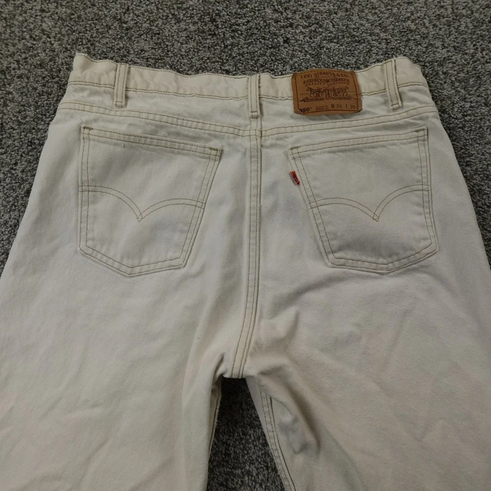 VTG Levis Jeans Mens 36X30 Beige Denim 550 Relaxed Tapered Orange Tab 90s‎ USA